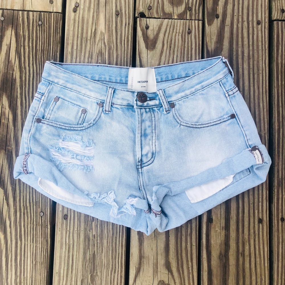 One Teaspoon Ripped Denim Shorts